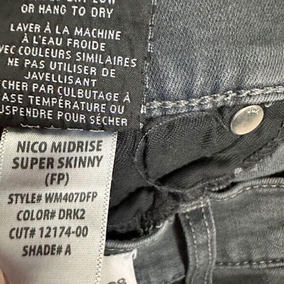 Hudson Nico Midrise Super Skinny Jeans Dark Gray Black Size‎ 28 - Picture 9 of 13